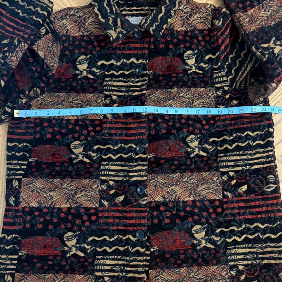 Tanjay Blazer Brocade Multicolor Jacket Geometric Pattern Long Sleeves Size L - Picture 9 of 12